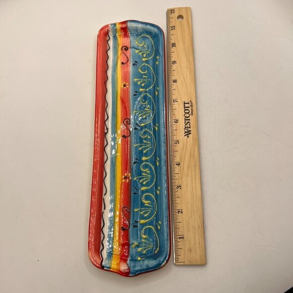 Spanish Hand Made Painted Ceramic Long Trinket Tray - Picture 6 of 9